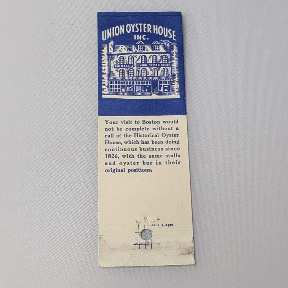 Front Strike Matchbook Cover Union Oyster House Boston MA Historic Restaurant - Picture 5 of 5